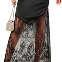 Women's 2026 Lace Patchwork Bodycon Skirt - High Waist Elegant Solid Maxi Long Skirt