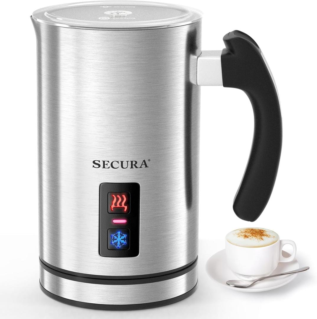 Secura Electric Milk Frother, Automatic Milk Steamer Warm or Cold Foam Maker for Coffee, Cappuccino, Latte, Stainless Steel Milk Warmer with Strix Temperature Controls (8.45 oz)