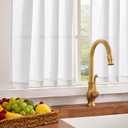 jinchan Linen Pinch Pleated Kitchen Curtains 30 Inch 2 Panels, Natural Linen Tier Curtains Back Tab Farmhouse Cafe, Light Filtering Small Window Drapes for Bathroom Laundry Room Off White