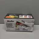 Mueller Pro-Series All-in-One, 12 Blade Mandoline Slicer for Kitchen, Food Chopper, Vegetable Slicer and Spiralizer, Cutter, Dicer, Grater, Kitchen Gadgets Sets with Container, White Sand/Gray