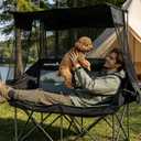 Abahub 2-Person Folding Camping Chair Loveseat Couch with Shade Canopy, 1-pack