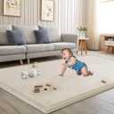 Baby Play Mat for Floor Nursery Rug Muscle Mat Area Rug Playroom Rug 74"x50" Playpen Mat Memory Foam 1.3" Thick Crawling Mat for Babies,Toddlers, Infants, Kids,A Beige