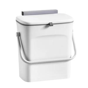 LALASTAR Small Trash Can with Lid, Kitchen Compost Bin for Countertop or Under Sink, Plastic Hanging Waste Basket for RV/Office/Bedroom/Dorm, Mountable, 4L/1 Gal, White