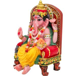alikiki Hindu God Ganesha Statue Figurine - Indian Idol Sitting Lord Ganesh Statue India Murti Item Ganpati Home Office Temple Mandir Altar Pooja Gifts Diwali Puja Gifts