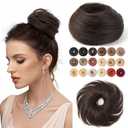 Fullart Human Hair Bun Hair Piece #02 Dark Brown 1 Count 100% Real Human Hair Natural Curly Tousled Smooth Stretchy Fluffy Hair Piece for Preschool Children Ponytail Extensions