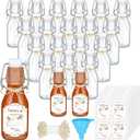 Queekay 20 Pack Mini Swing Top Glass Bottles for Vanilla Extract Homemade Olive Oil Bottles with Lids Airtight Cap Lids Labels for Wedding Baby Shower Favors (Clear,4oz) (118ml)