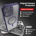 ImpactStrong Magnetic Guard for iPhone 16 Pro Case [Camera Control Button] [Camera Protection] [Military Grade Drop Tested] [Compatible with MagSafe] Slim Translucent Matte Phone Case - Deep Purple