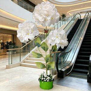 6.5 FT Giant White Hydrangea Flower For Decoration with Floor Stand