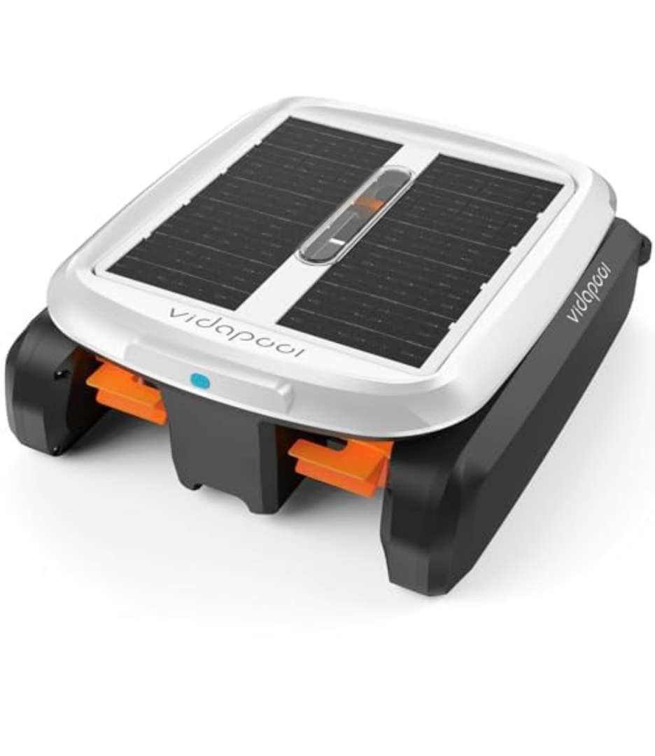 Vidapool Solar Powered Automatic Robotic Pool Skimmer Cleaner,Solar Pool Surface Cleaner Dual Mode with Navigation Sensor Daytime＆Overnight Continuous Cleaning Ideal for All Swimming Pool-White