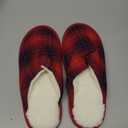 riemot Womens Furry Warm Slippers, Memory Foam Home Shoes Comfortable Closed Toe House Slipper Anti Slip Sandals Lightweight Winter Indoor Bedroom Shoe Black Red EU 40-41