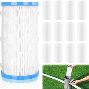 Universal Pool Filter Cartridge Type A/C or III, 12 Pack Reusable Swimming Pool Filter for Above Ground Pools, Efficient Filtration & Keep the Water Clean