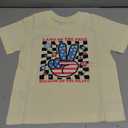 4th of July Toddler Baby Boys Girls T-Shirt Kids Gesture Checkerboard Land of The Free Short Sleeve Top(3-4T, Beige Gesture)