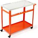 Movable Workbench Table,35.8x 18.1Welding Table,1200LBS Static Weight Capacity,Sawhorse Tool Slots and Fixture Holes5/8-inch Fixture Holes,4 Wheels (4 with Brake)