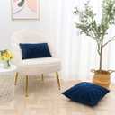 PLWORLD Blue Lumbar Pillow Cover 12x20 Inch, Pleated Decorative Small Throw Pillow Case, Soft Velvet Textured Cushion Case for Couch Bedroom, 1PC Cover Only No Insert
