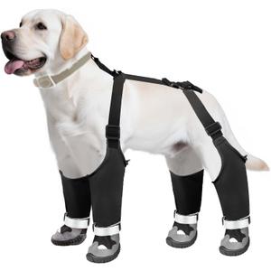 Dog Suspender Boots with Fleece Lining, Waterproof Dog Snow Boots Anti-Slip Rubber Sole Dog Booties and Paw Protectors Winter Shoes for Dogs Legging Dog Shoes for Small Medium Large Dogs(B,1) (#1(Paw Width:1.8 inches))