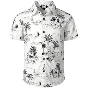 JOGAL Boy's Hawaiian Shirt Floral Short Sleeve Button Down Shirt Summer Beach Shirts Size 8