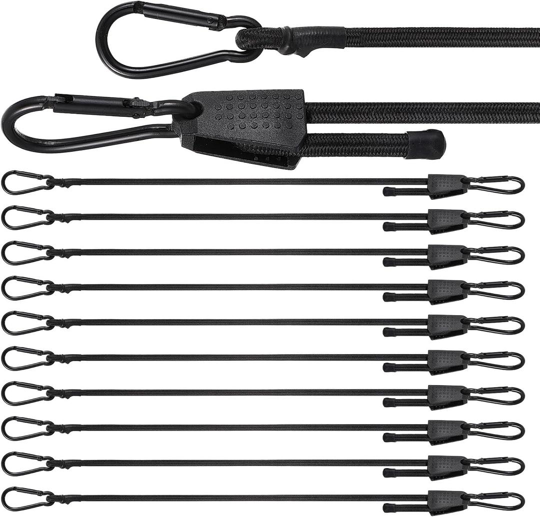 10 Pcs 43 Inch Adjustable Bungee Cords with Hooks, Heavy Duty UV Resistant Elastic Straps Easily Adjust from 7 to 43 Inches for Cargo, Camping, Bike, Truck, Luggage and Outdoor Use