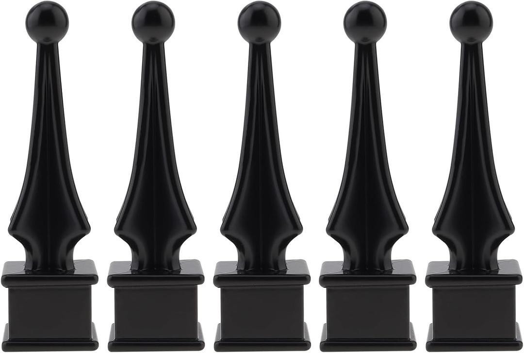 5 Pcs Fence Finial Toppers 3/4", PNXKTXO Protective Black Coating Aluminum Alloy Four Sided Fence Caps Fit for 3/4 inch Square Picket Tubing, Waterproof Metal Fences Finials