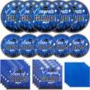 2 x 80 Pcs Graduation Party Plates and Napkins 2025 Graduation Decoration Blue Disposable Paper Plates Luncheon Cocktail Napkins for Graduations Party Decoration,Serve 20 Guests