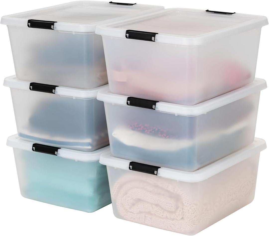 IRIS USA 6-Pack Clip Box with Latching Lids, 18 Quart Craft Storage Bins, Art & Writing Supply Containers for Home, Office & Classroom Organization