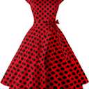 Kingfancy Women Vintage 1950s Dress Retro Cocktail Party Swing Dresses with Cap Sleeves (XX-Large, Red Black Dot)