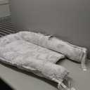 HKAI Baby Lounger  Soft Cotton Infant Floor Seat for Newborn to 24 Months, Portable Baby Essentials for Boys & Girls, Travel-Friendly Baby Lounge Pillow (Grey Leaves)