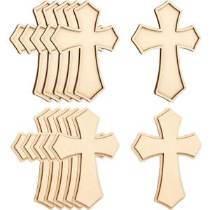 9 Inch 12 Pack Wooden Cross Unfinished Wood Crosses Unpainted Framed Cross for Homemade Crafts