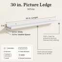 White Picture Ledge Shelves for Wall, 4.5" Deep Wood Floating Shelves with Lip for Bedroom, Living Room, 30" Width, Color White Set of 2