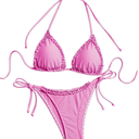Verdusa Women's 2 Piece Striped Halter String Cute Bikini Sets Swim Suits Cheeky Triangle Bathing Suit (M)