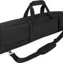 DULCE DOM Double Rifle Case, 38 42 44 inch Soft Gun Tactical Bag for Shooting Range, Movable Divider for 1 or 2 Gears, Multiple Magazine Pouches & Accessory Bags (Black)