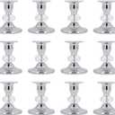 Candlestick Holders Taper Candle Holders, Candle Stick Candle Holder for Table Centerpiece, Wedding Reception, Festive Christmas Mantel Decoration or Home Decor(Silver, 6 Sets(12 Pcs))
