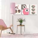 Trendy Pink Leopard Bow Canvas Wall Art Set of 3 Funky Cherry Lucky 8 Ball Posters Prints Cute Coquette Preppy Room Aesthetic Wall Decor Pictures for Girls Bedroom Apartment Dorm 16x24in, 24L" x 16W"canvas