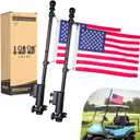 10L0L Golf Cart Flag Holder 2 Pack, Flag Pole Kit for Yamaha Club Car DS/Precedent and EZGO TXT/RXV Golf Cart, 2  Embroidered USA Flags (12"18") Included