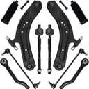 10Pc Front End Suspension Kit Fit For 2014-2020 Ni-ssan Rogue, 17-22 Rogue Sport, 2 Lower Control Arm w/Ball Joint 2 Sway Bar Link 4 Outer Inner Tie Rod End (# K623110 K750783 EV801396 ES801220)