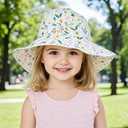 2 x Baby Girl Sun Hat 2Pack Infant Toddler Swim Wide Brim Strap Bucket Hat with UPF 50+ Adjustable (White)