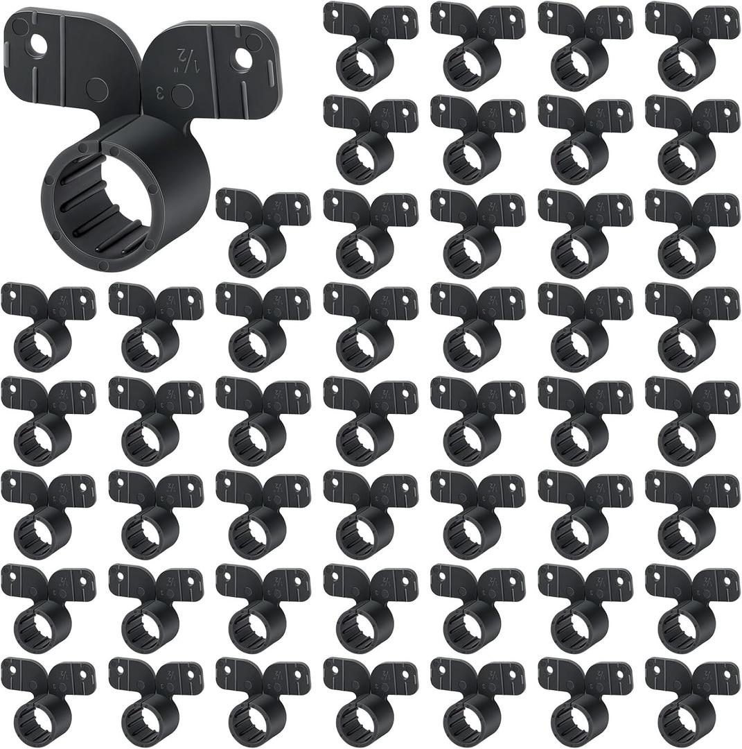 Briwooody 50 Pack 1/2 Inch Pex Suspension Pipe Clamps Tubing Supports for Pex, Copper, Cpvc Pipe, Butterfly Style(Black)