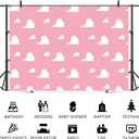 7x5ft White Clouds Pink Backdrop Cartoon Baby Shower Photography Background Girl Story Theme 1st 2nd 3rd Birthday Party Banner Decorations Kids Boys Girls Portrait Photo Booth Prop