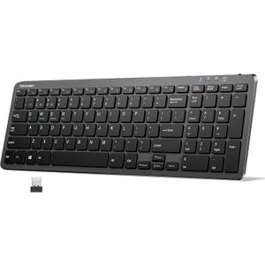 TECKNET Wireless Bluetooth Keyboard Rechargeable - Ultra Slim 2.4G+BT Keyboard with Number Pad, Low Profile Compact Silent Keyboards for Laptop, Computer, PC, Tablet, Windows, Multi Devices