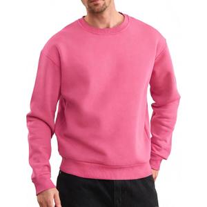 Men's Soft Crewneck Sweatshirt Breathable Crew Neck Pullover Outdoor Athletic Long Sleeve Sweatshirts (Medium, Pink)