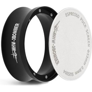 MHW-3BOMBER 53mm Espresso Dosing Funnel & Puck Screen Set, Magnetic Dosing Rring & Reusable Filter kit Compatible with 53mm Bottomless Portafilter, Coffee Dosing Ring with Eppresso Puck DR7014-OS (54mm)