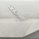 ISSUNTEX Double Protection 100% Waterproof Loveseat Sofa Covers for Living Room, Couch Covers for 2 Cushion Couch Sofa, Reversible Furniture Protector Sofa Cover for Dogs (Loveseat, Ivory/Ivory)