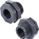 2 Pcs 1-1/2 Inch Bulkhead Fitting PVC Water Tank Connector Plumbing Pipe Threaded Bulkhead Fitting NPT for Rain Barrels, Water Tanks, Aquariums, Tubs, Pools