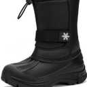 koppu Boys Girls Snow Boots Kids' Waterproof Snow Boots for Winter Slip Resistant Cold Weather Shoes (2 Big Kid, Black)