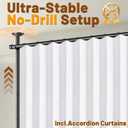 AJAZZ Privacy Curtains for Room Divider with Blackout & Soundproof (2 Panels, White, W100 x L96 in)+ No Drill Curtain Rod(H) 43-120×(W) 35-200 in, Wall Divider for Bedroom/Studio/Office Curtain