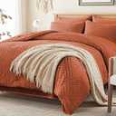 Zzlpp King Comforter Set 7 Pieces, Burnt Orange Tufted Bed in a Bag with Comforter, Pillow Shams, Pillowcases, Flat Sheet, Fitted Sheet