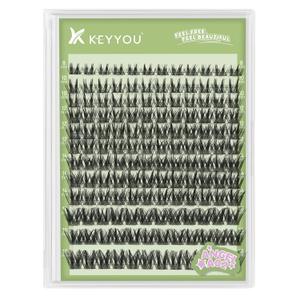 KEYYOU LASH clusters 144Pcs D Curl Angel Eyelash Extension Thick Wispy Natural Band Lash with Waterproof DIY Lash Extension at HomeAngel A02-D-8-18MIX