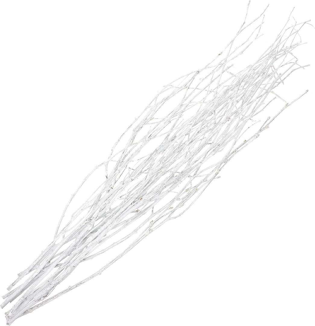 HOMSFOU Natural Birch Twigs 10pcs Artificial Branches Curly Willow Branches Decorative Dried Twigs Fake Sticks for DIY Greenery Plants Vases Home Office Decoration White