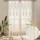 BECHAEO Boho Macrame Beaded Curtain Handmade Door String Curtain for Doorway Window Cotton Tassels Beads Hanging Hippie Room Divider Hallway Closet Bedroom Living Room Decor, 1 Panel 79" L x 35" W