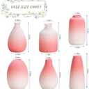 Ceramic Vase Set - Contains 6 Small Vases in with Gradient Colors,Suitable for Home,Table Centerpieces,Room and Office Decoration (Pink)
