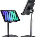 LISEN Cell Phone Stand Adjustable Phone Holer for Desk, Computer Office Desk Accessories for iPhone 16 Holder Women Kitchen Essentials Fits Switch Kindle iPads Tablet 4-10in (Full Black)